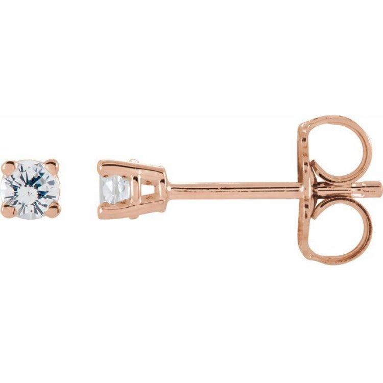 14K Rose Gold 2.5 mm Natural White Sapphire Earrings