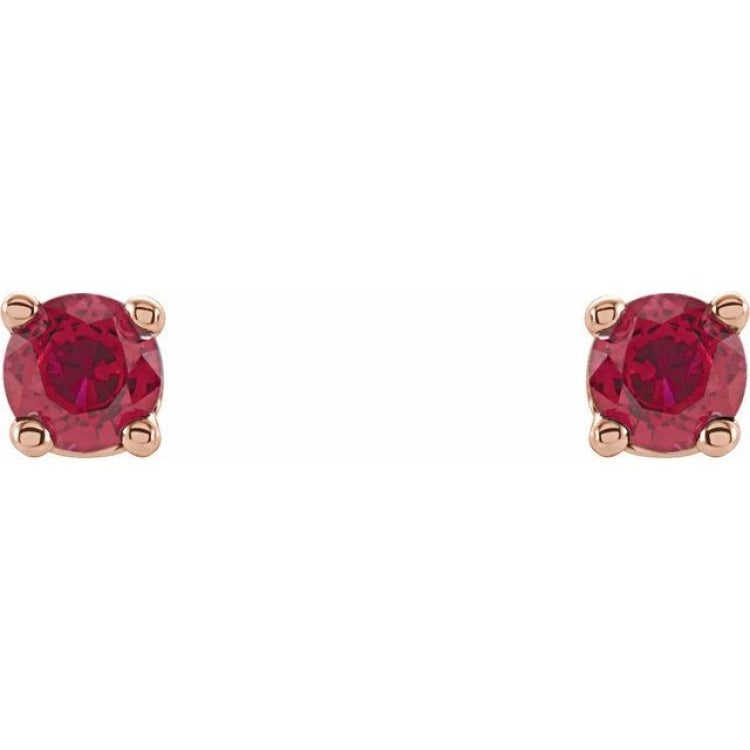 14K Rose Gold 2.5 mm Lab-Grown Ruby Earrings