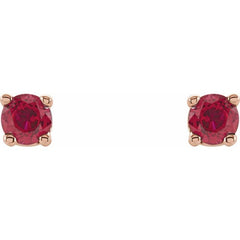 14K Rose Gold 2.5 mm Lab-Grown Ruby Earrings