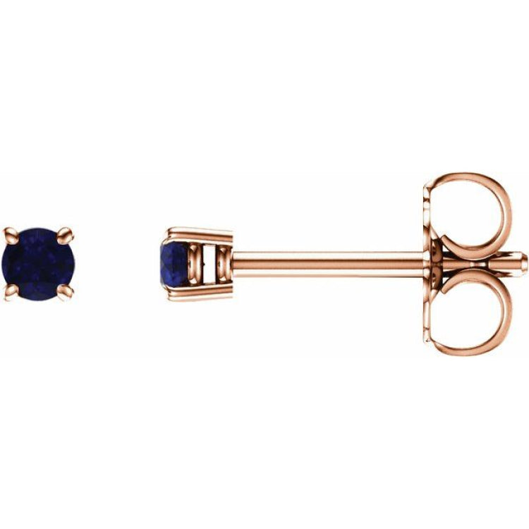 14K Rose Gold 2.5 mm Lab-Grown Blue Sapphire Earrings
