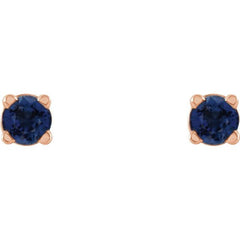 14K Rose Gold 2.5 mm Lab-Grown Blue Sapphire Earrings