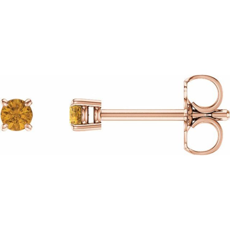 14K Rose Gold 2.5 mm Natural Citrine Earrings