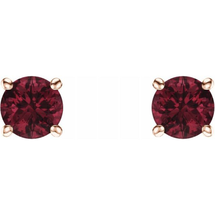 14K Rose Gold 5 mm Natural Mozambique Garnet Earrings
