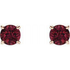 14K Rose Gold 5 mm Natural Mozambique Garnet Earrings