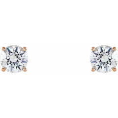 14K Rose Gold 5 mm Natural White Sapphire Earrings