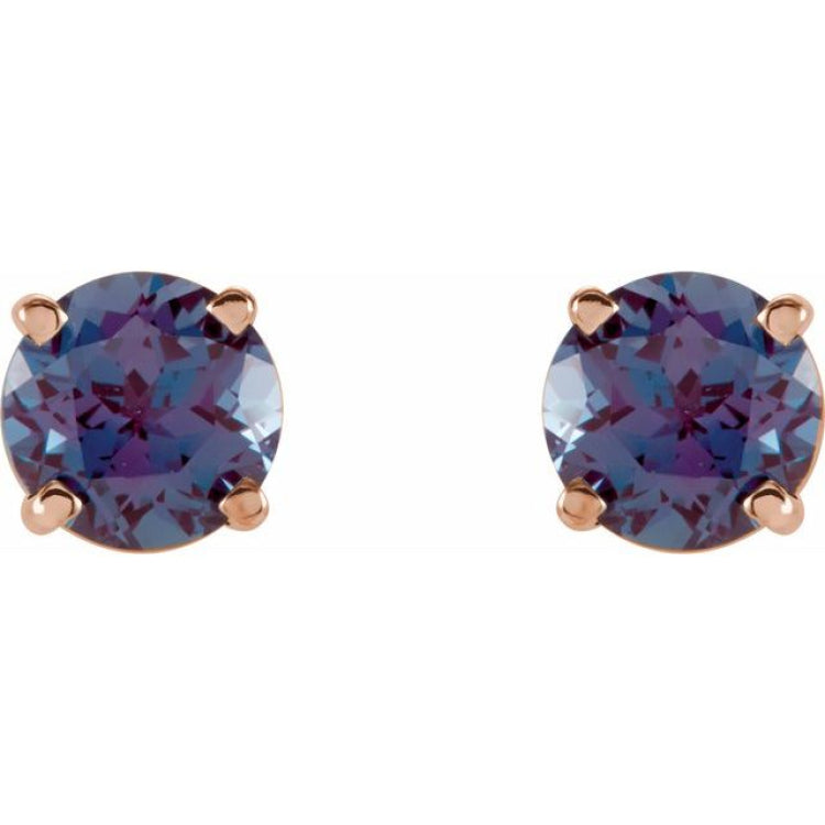 14K Rose Gold 5 mm Lab-Grown Alexandrite Earrings