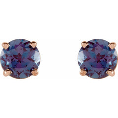 14K Rose Gold 5 mm Lab-Grown Alexandrite Earrings