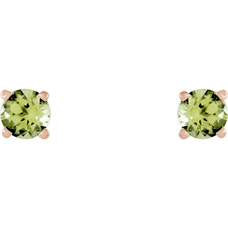 14K Rose Gold 5 mm Natural Peridot Earrings