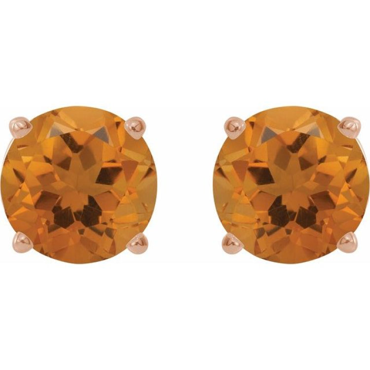 14K Rose Gold 5 mm Natural Citrine Earrings