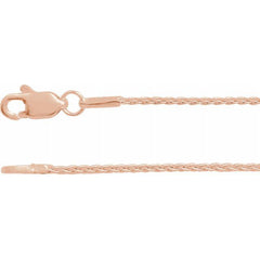 14K Rose 1 mm Wheat 16" Chain