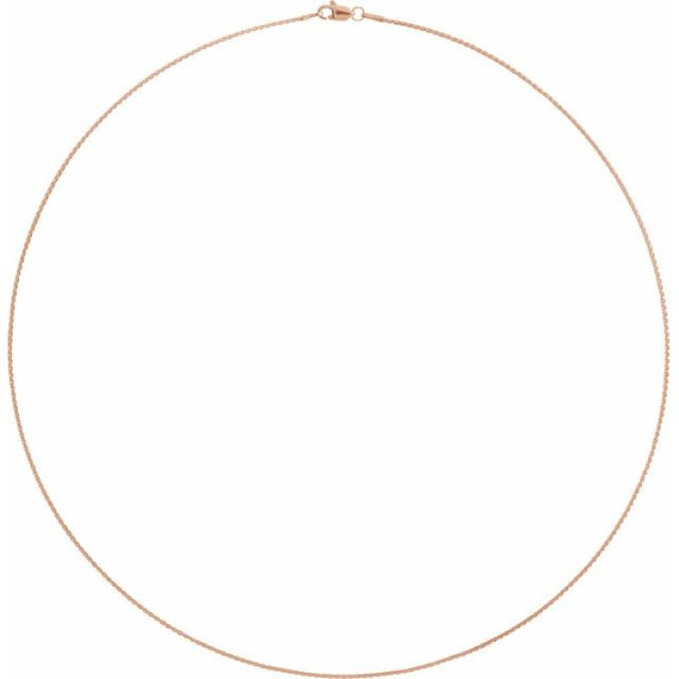 14K Rose 1 mm Wheat 16" Chain