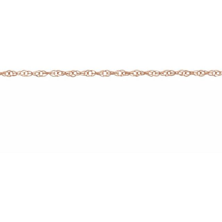 14K Rose .75 mm Rope Chain by the Inch