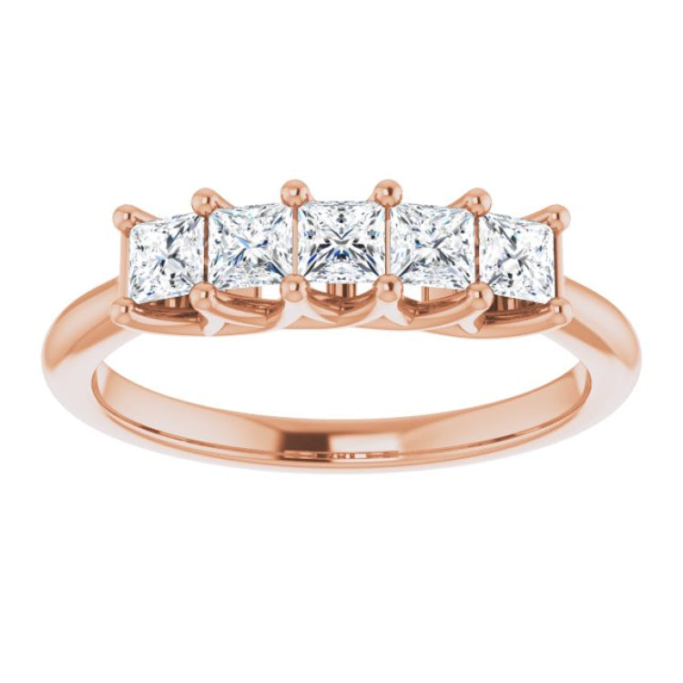 14K Rose 5/8 CTW Natural Diamond Anniversary Band
