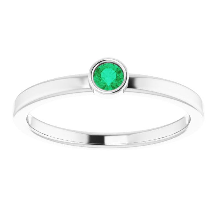 Platinum 3 mm Natural Emerald Ring