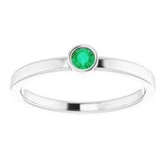 Platinum 3 mm Natural Emerald Ring