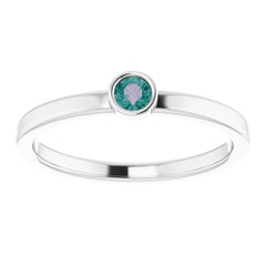 Rhodium-Plated Sterling Silver 3 mm Lab-Grown Alexandrite Ring