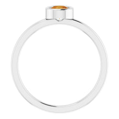 Platinum 4.5 mm Natural Citrine Ring