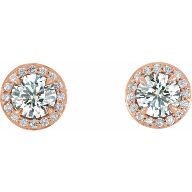 14K Rose 1 CTW Natural Diamond Halo-Style Earrings