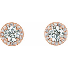 14K Rose 1 CTW Natural Diamond Halo-Style Earrings