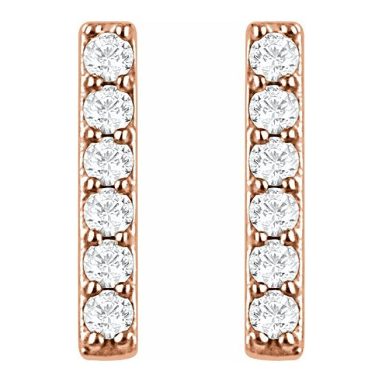 14K Rose 1/10 CTW Lab-Grown Diamond Bar Earrings