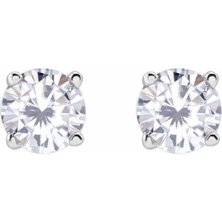 14K White Gold 4 mm Stuller Lab-Grown Moissanite Earrings