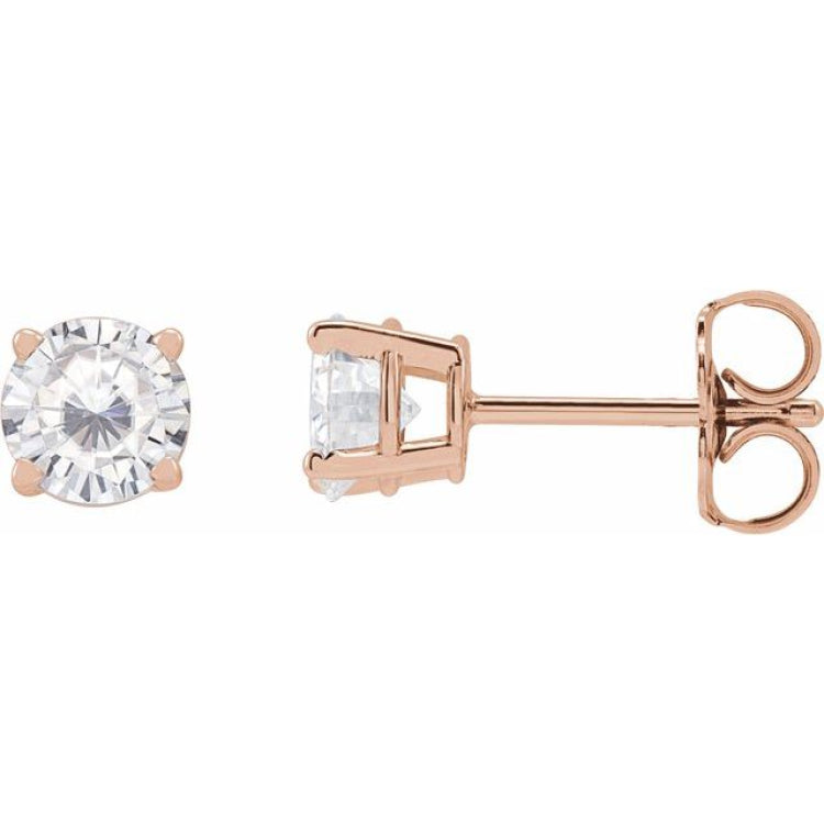 14K Rose Gold 5 mm Stuller Lab-Grown Moissanite Earrings