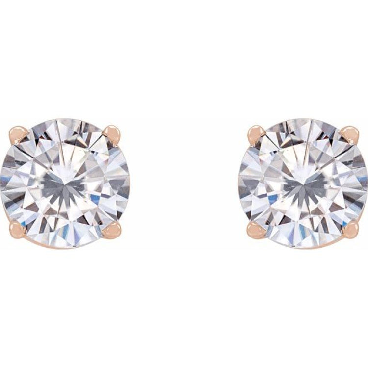 14K Rose Gold 5.5 mm Stuller Lab-Grown Moissanite Earrings