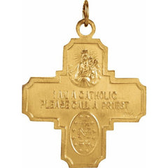14K Yellow 30x29 mm Four-Way Cross Medal