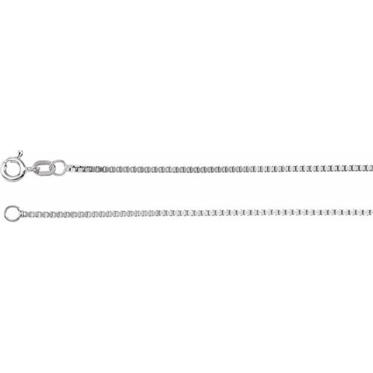 14K White 1.3 mm Diamond-Cut Box 20" Chain