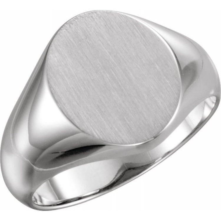 10K White 10x8 mm Oval Signet Ring