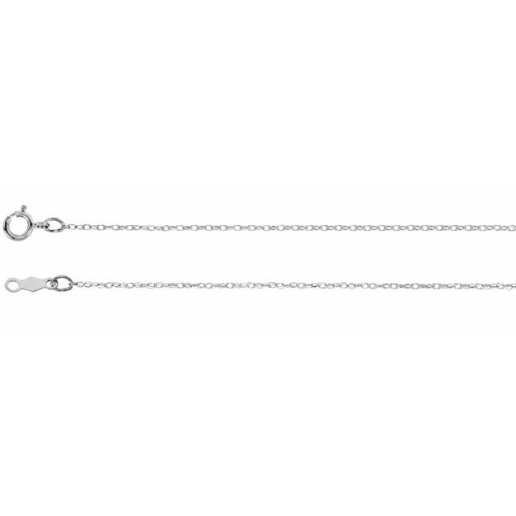 14K White .75 mm Rope 18" Chain