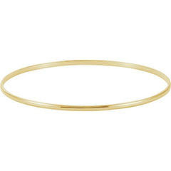 14K Yellow 2 mm Half Round Bangle 7 1/2" Bracelet