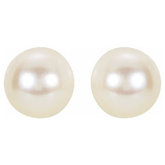 14K White 6 mm Cultured White Akoya Pearl Earrings