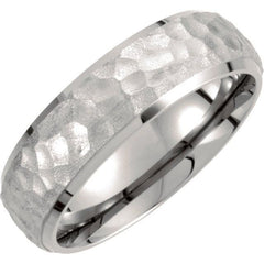 Titanium 7 mm Hammered Finish Beveled-Edge Band  Size 12