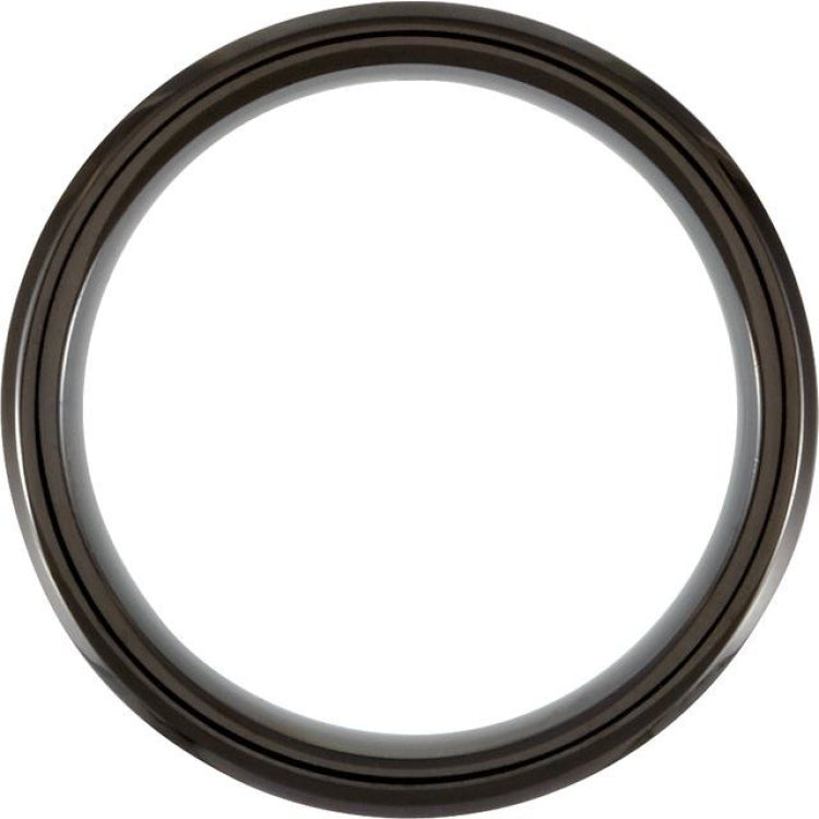 Black PVD Cobalt 8 mm Casted Wood Inlay Comfort-Fit Band Size 11.5