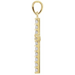 14K Yellow 1 1/4 CTW Natural Diamond Cross Pendant