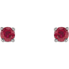14K White 2.5 mm Natural Ruby Stud Earrings