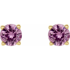 14K Yellow Gold 2.5 mm Natural Pink Sapphire Earrings