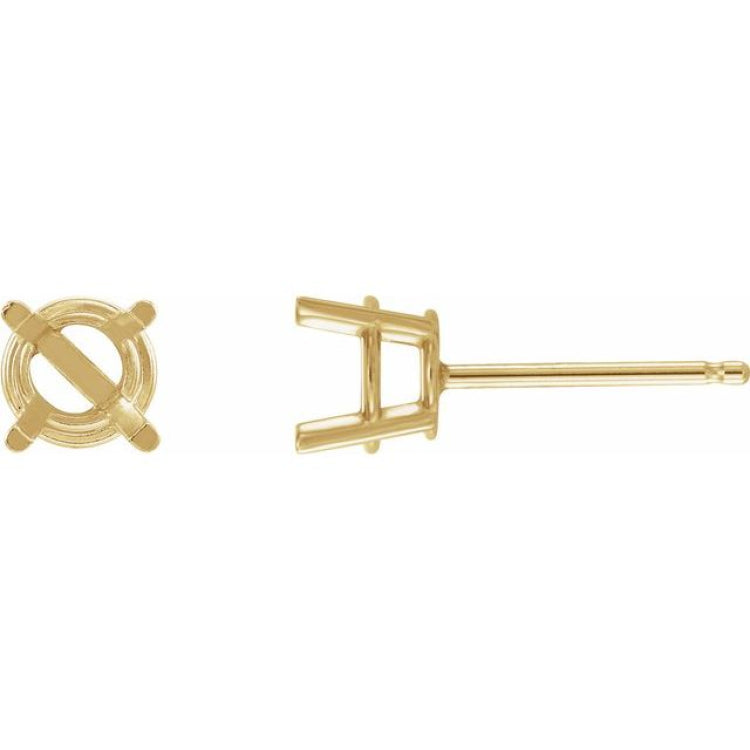 14K Yellow 5 mm Natural Emerald Stud Earrings