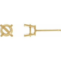 14K Yellow 5 mm Natural Emerald Stud Earrings