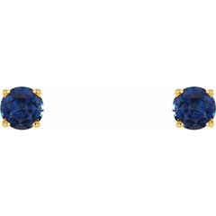 14K Yellow 5 mm Natural Blue Sapphire Stud Earrings