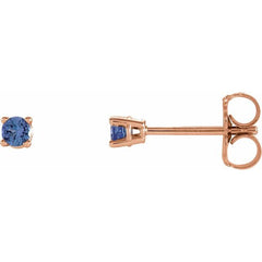 14K Rose Gold 2.5 mm Natural Tanzanite Earrings