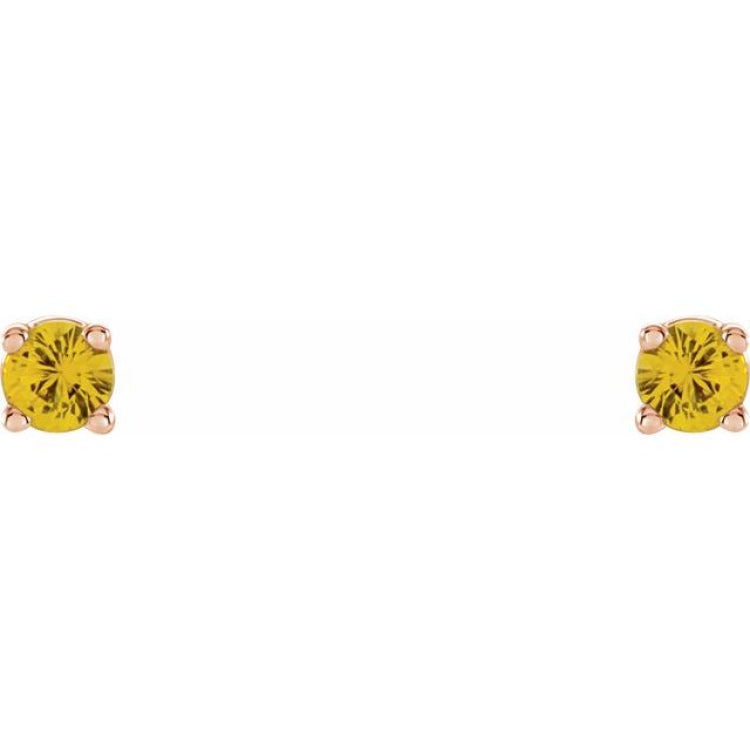 14K Rose 2.5 mm Natural Yellow Sapphire Stud Earrings