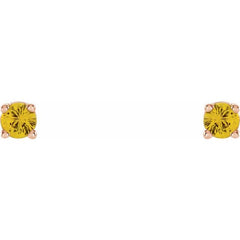 14K Rose 2.5 mm Natural Yellow Sapphire Stud Earrings