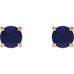 14K Rose Gold 5 mm Natural Blue Sapphire Earrings
