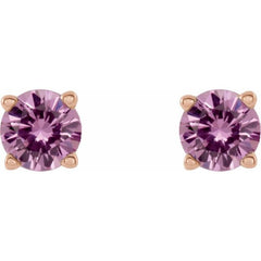 14K Rose Gold 2.5 mm Natural Pink Sapphire Earrings