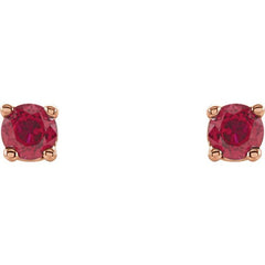 14K Rose 2.5 mm Natural Ruby Stud Earrings