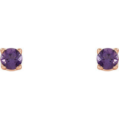 14K Rose Gold 2.5 mm Natural Amethyst Earrings