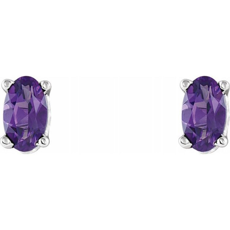 14K White Natural Amethyst Earrings