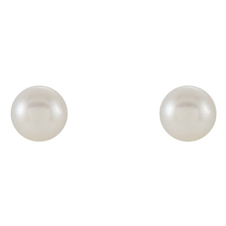 14K Yellow Cultured White Freshwater Pearl Earrings